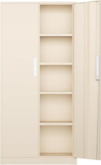 INTEGREAT Metal Storage Cabinet,71" Grey Office Metal Cabinet with Locking Doors and Adjustable Shelves,Steel Locking Cabinets for Office,Home,Garage,Gym,School