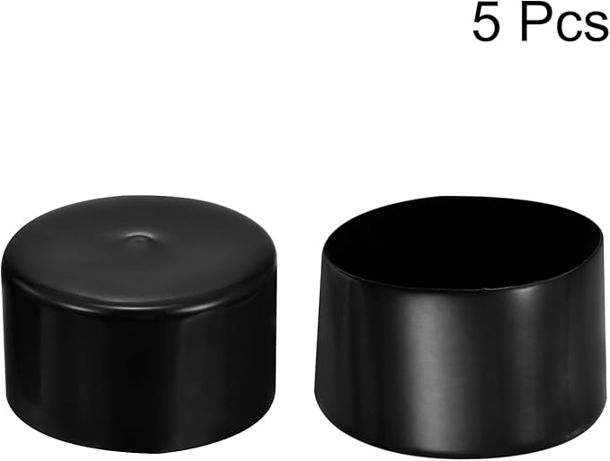uxcell 5pcs Rubber End Caps 3 3/8"(85mm) ID Vinyl PVC Round Tube Bolt Cap Cover Screw Thread Protectors Black