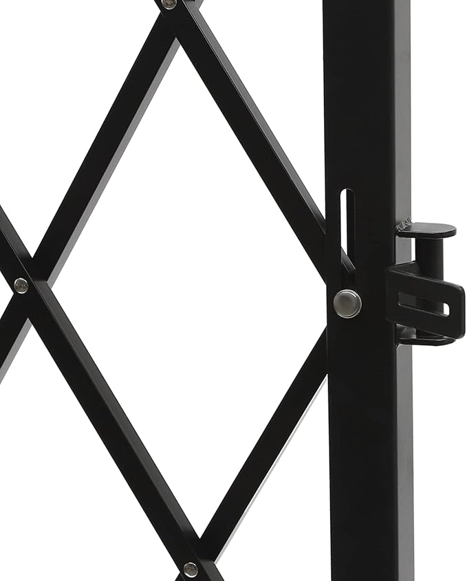 Single Folding Security Gate 4.27'H x5.45'W Iron Accordion Security Gate Flexible Expanding Security Gate 180° Rolling Barricade Scissor Door with Padlock for Entry Security, Garage, Warehouse