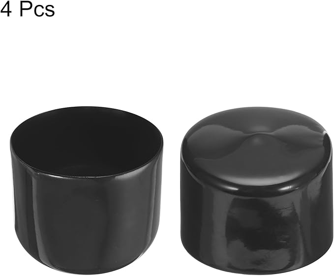 uxcell 4pcs Rubber End Caps 58mm ID Vinyl Round End Cap Cover Screw Thread Protectors Black, 40mm Height