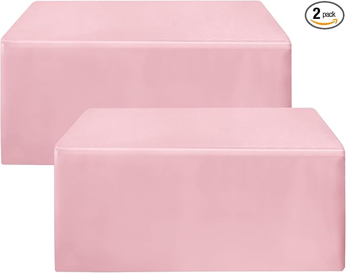 HolidayIdeas 2 Pack Fitted Pink Tableclothes - 48 x 24 Inch - Rectangle Tablecloths for 4 Foot Tables, Polyester Fabric Table Covers for Parties, Baby Shower, Wedding, Trade Show