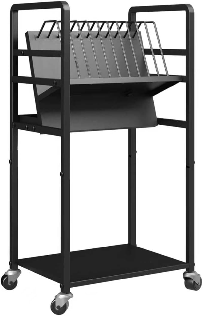 Metal Laptop Charging Station with Wheels, 12 Device Mobile Charging Cart for Laptops, Computers, Tablets and Chromebooks, Storage Rack for Office and Classroom