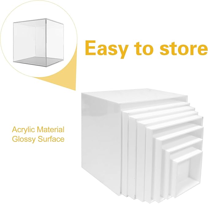 8 Pack Acrylic Risers for Display - Decorative Display Risers - White Acrylic Cubes with Hollow Bottoms