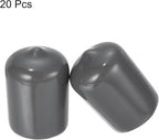 uxcell 20pcs Rubber End Caps 16mm ID Vinyl PVC Round Tube Bolt Cap Cover Screw Thread Protectors Dark Grey