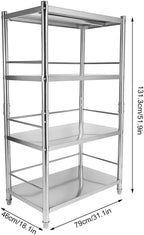 Stainless Steel Shelving, 31.5"x15.8" 4 Tier Adjustable Shelf Storage Organizer, 200lbs/Layer Heavy Duty Commercial Office Garage Storage Unit, Standing Shelf Shelving for Store & Display Good