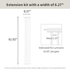 Lumizone Extra Tall Cat Gate Extension Kit 61.02" High Pressure Mounted 2025 New 8.27" Extra Wide 1.37" Gap No Drilling Tall Pet Gate for Dogs (White, 61.02" H x 8.27" W, Extension)
