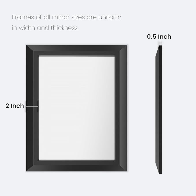 Amorho Bathroom Mirror Black, 40X36 Inch Thick Metal Framed Wall Mirrors for Vanity, Bedroom, Living Room, Entryway, Rectangle Wall-Mounted Mirrors(Horizontal/Vertical).