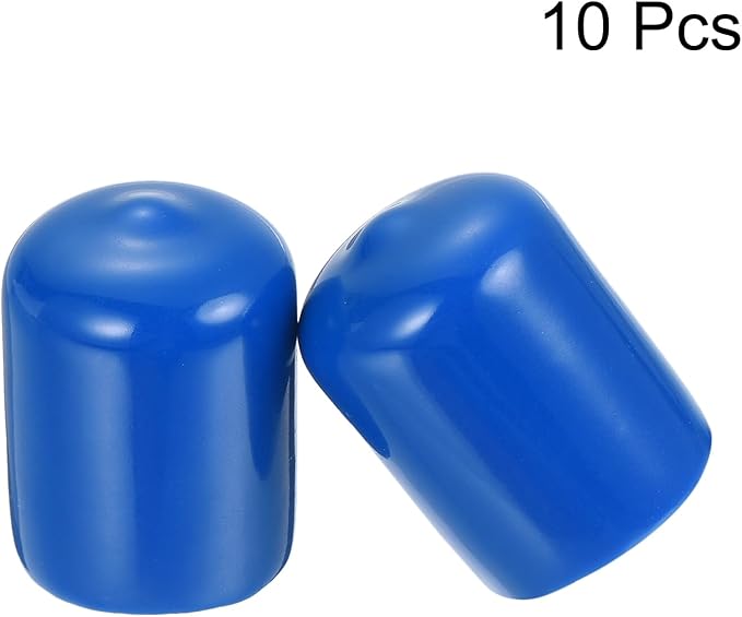 uxcell 10pcs Rubber End Caps 19mm(3/4") ID Vinyl Round End Cap Cover Screw Thread Protectors Blue