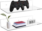 17 Inches Acrylic Shelves, Wall Mounted Shelves for Bedroom, Wall Display Shelves for Collectibles, Funko Pop, Speaker, Plants, 2 Pack