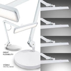 Neatfi (New Model) XL 2,500 Lumens LED Task Lamp, 5 Light Modes, 3000-6000K Correlated Color Temperature, 30W, Dimmable, 324 Pcs SMD LED, Desk Light for Home, Office (CCT with Base, White)