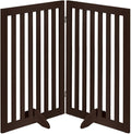 unipaws 36”H Free Standing Pet Gate for Dog and Cat, Wooden Dog Gates for Doorway, Stairs, Room Divider, Step Over Foldable Pet Fence for The House, Expandable Barrier, Indoor Use, Espresso