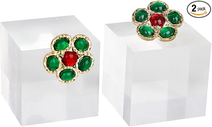 GemeShou 2pcs Acrylic earring display risers, Jewelry display riser stand, clear ring risers for display selling【2pcs 1.57 L x1.57 W x1.57 H inch】
