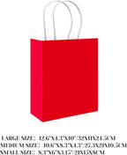qiqee 100PCS Gift Bag with Handles Bulk Red Paper Bags Assorted Sizes(33pcs Large 13",33pcs Medium 11",34pcs Small 8")