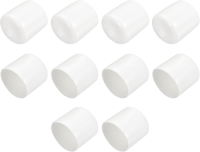 uxcell 10pcs Rubber End Caps 26mm ID Vinyl Round End Cap Cover Screw Thread Protectors White
