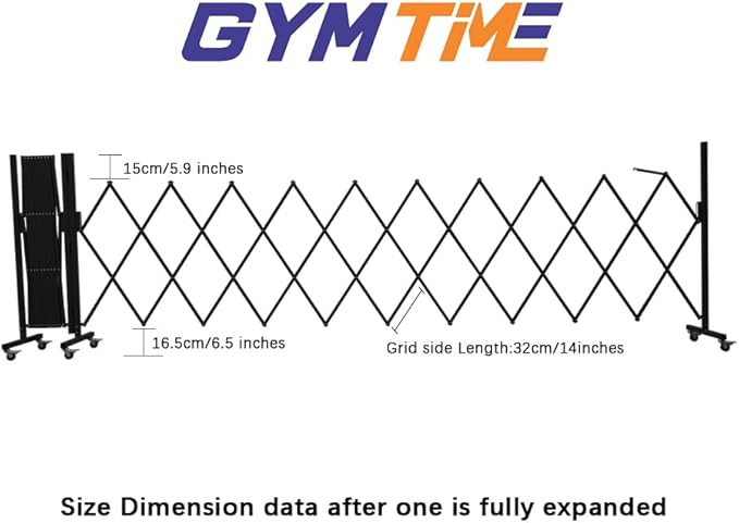 GYMTIME Industrial Expandable Metal Barricade, Portable Safety Barrier with Casters, Mobile Folding Scissor Gate, Aluminum Retractable Fence, 0-180 Degree Rotating, 23.6 Feet, Indoors Outdoors