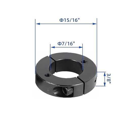 (4-Pack) Shaft Collar 7/16" Bore, 1045 Steel Double Split Clamp-On Shaft Collars Style, 15/16" OD, 3/8" Thickness, with M4 Set Screws