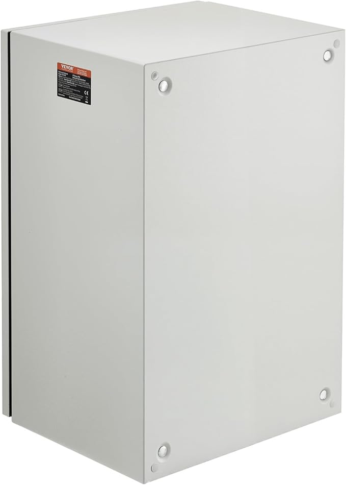 VEVOR Steel Electrical Enclosure Box, 24'' x 16'' x 12'', IP65 Weatherproof Carbon Steel Hinged Junction Box with Mounting Plate