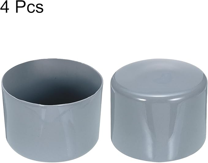 uxcell 4pcs Rubber End Caps 60mm ID Vinyl Round Tube Bolt Cap Cover Screw Thread Protectors Grey, 40mm Height