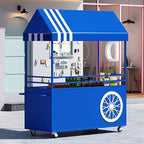Portable Mobile Food Cart, Commercial Street Vendor Stall, Iron Market Stand for Outdoor Events, Creative Food Truck for Markets and Festivals (Pink, 55in)