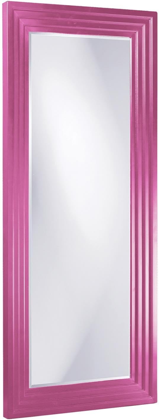 Howard Elliott Hot Pink Tall Delano Mirror, Large Self Standing Full Length Rectangular Mirror with Stepped Levels, 34 x 82 Inch