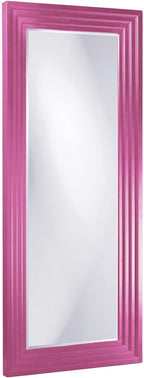 Howard Elliott Hot Pink Tall Delano Mirror, Large Self Standing Full Length Rectangular Mirror with Stepped Levels, 34 x 82 Inch