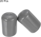 uxcell 20pcs Rubber End Caps 18mm ID Vinyl PVC Round Tube Bolt Cap Cover Screw Thread Protectors Dark Grey