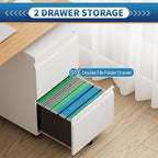 File Cabinet 2 Drawers on Wheels Under Desk,Locking Filing Cabinets for Home Office,Metal Vertical Files Drawers,Small Rolling Cabinet Printer Stand for Legal/Letter/A4( Assembly Required-White)