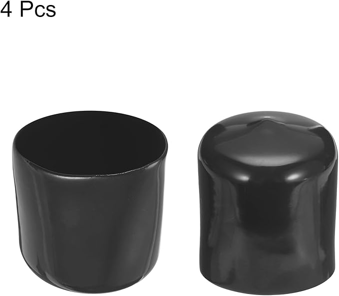uxcell 4pcs Rubber End Caps 39mm ID Vinyl Round End Cap Cover Screw Thread Protectors Black, 30mm Height