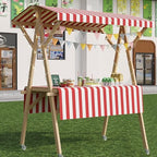 Foldable Vendor Cart with Wheels - Outdoor Concession Stand Booth for Farmers Markets, Street Fairs, Vending Display Counter, Mobile Commercial Kiosk Stall