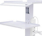 Computer Cart Mobile Standing Workstation with Power Strip, Salon Spa Beauty Machine Trolley Stand, Adjustable Height Computer Cart with 4 Wheels for Placing Computers, Mainframes