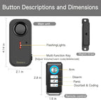 Personal Security Waterproof Door/Window Alarm - IP66 Waterproof with Remote Control, 113dB, Alarm/Doorbell Mode, Upgraded door gap spacing - Indoor/Outdoor Anti-Theft (1 Main Unit & 1 Remote Control)