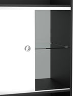 Glass Front Cash Register Stand – 24" W x 18" D x 38" H – Black Retail Counter with Sliding Glass Door & Locking Storage Cabinet