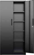 INTEGREAT Metal Storage Cabinet, 71" Black Office Metal Cabinet with Locking Doors and Adjustable Shelves, Steel Locking Cabinets for Office, Home, Garage, Gym, School