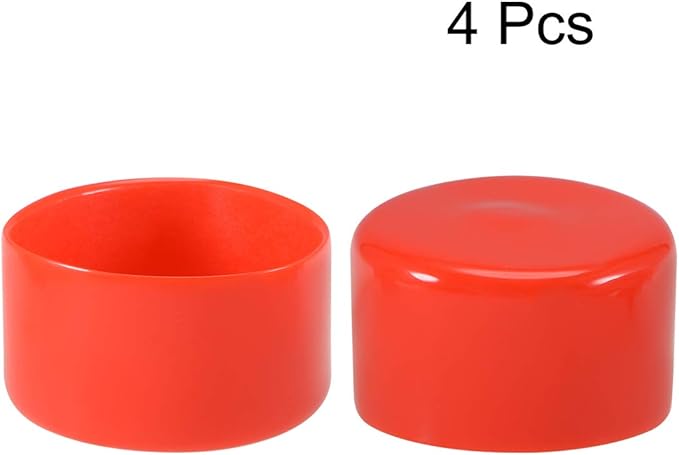 uxcell 4pcs Rubber End Caps 52mm ID Vinyl Round End Cap Cover Screw Thread Protectors Red, 40mm Height