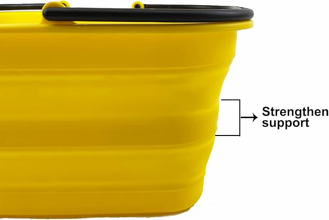 SAMMART 12L (3.17Gallon) Collapsible Tub with Handle - Portable Outdoor Picnic Basket/Crate - Foldable Shopping Bag - Space Saving Storage Container (Golden Yellow)