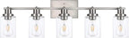 5 Light Track Lighting Kit Brushed Nickel Kitchen Track Lighting Fixtures Ceiling Mount Bathroom Vanity Wall Scones Light Fixture with Clear Glass, Rotatable Spotlight for Kitchen Shop Hallway