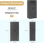 Greesum 69'' Metal Storage Shed, 28 Cuft Storaged Cabinet with Lockable Door, Vertical Tool Organization Cabinets with 2 Adjustable Shelves, for Home, Backyard, Patio, Garage, Lawn, Black