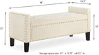 24KF Velvet Modern Upholstered Tufted Button Storage Bench with Arms for Bedroom,Entryway Living Room Soft Padded Seat-Cream