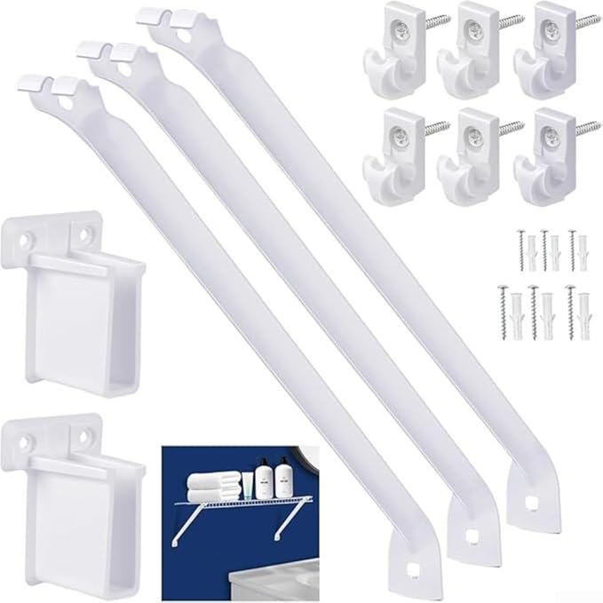 HeavyDuty 3Pcs Wire Shelf Brackets Kit For 12 Inch Shelving Systems Supporting 55LB Load Capacity Includes Hardware For Closet And Garage Use