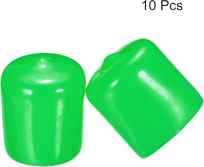 uxcell 10pcs Rubber End Caps 25mm(1") ID Vinyl Round End Cap Cover Screw Thread Protectors Green