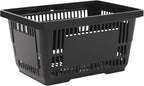 LOYALHEARTDY 12PCS Shopping Baskets with Handles, 21L Plastic Grocery Basket for Retail Store, Supermarket, Grocery Shopping |17" x 12" x 9" Portable Shop Basket (Black)
