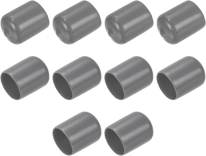 uxcell 10pcs Rubber End Caps 21mm ID Vinyl Round End Cap Cover Screw Thread Protectors Dark Grey