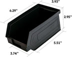 Plastic Storage Bins, Hanging, Stackable, Storage Organizer Bin for Warehouses, Workshops 7-Inch x 4-Inch x 3-Inch (Black, 50-Pack)