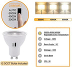 LED Track Lighting Kit, 3CCT 10W Track Lights Heads 3000K/4000K/6000K Adjustable with 13.1FT H-Type Track Light Rails 12PCS Ceiling Spotlight Fixture Replaceable GU10 Bulb