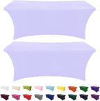 SEPARO 2Pack, 6FT Spandex Table Cover Lavender Fitted Rectangular Tablecloth Stretchable Fabric Tablecloth 6 ft Wrinkle-Free for Party Tradeshows Banquet Weddings Cocktail, 2 Pcs