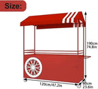 MATISUN Portable Vendor Cart with Canopy, Mobile Food Cart with Lockable Wheels for Market, Street Food & Events (Pink)