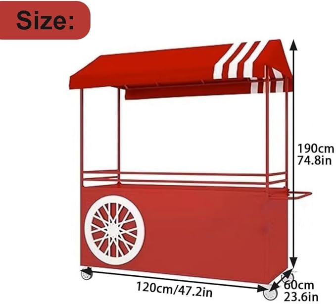 MATISUN Portable Vendor Cart with Canopy, Mobile Food Cart with Lockable Wheels for Market, Street Food & Events (Blue)
