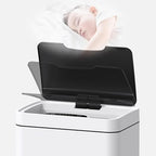 Mbillion Automatic Touchless 15 Gallon Motion Sensor Trash Can Stainless Steel Smart Trash Cans with Lid Rectangular Garbage Can for Kitchen Bedroom Home Office White