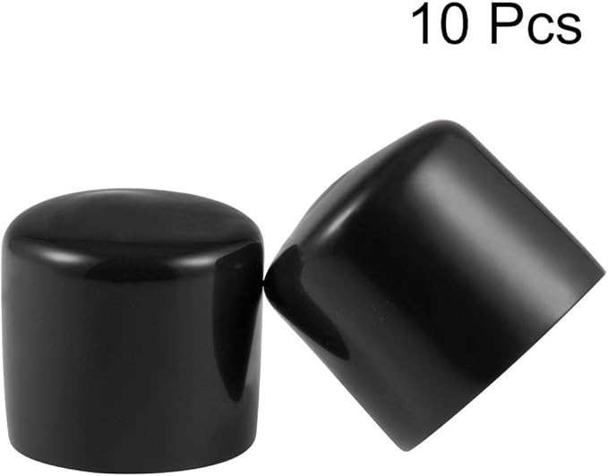 uxcell 10pcs Rubber End Caps 36mm ID Vinyl Round End Cap Cover Screw Thread Protectors Black