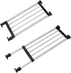 BAOYOUNI Adjustable Closet Shelf Expandable Shelves Tension Rod Hanger Space Saving Storage Rack Organizer Divider for Wardrobe, Cupboard, Kitchen, Bathroom Use, Black, 2 Pack
